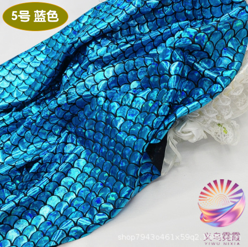 镭射四面高弹鱼鳞布牛奶丝氨纶烫金面料美人鱼裙舞台服装装饰布详情14