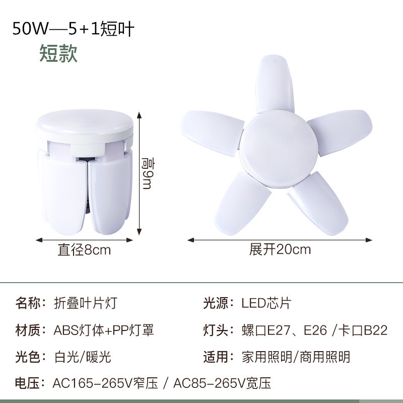 新款折叠车库叶子灯三叶四叶五页片迷你LED球泡恒流宽压外贸供货详情7
