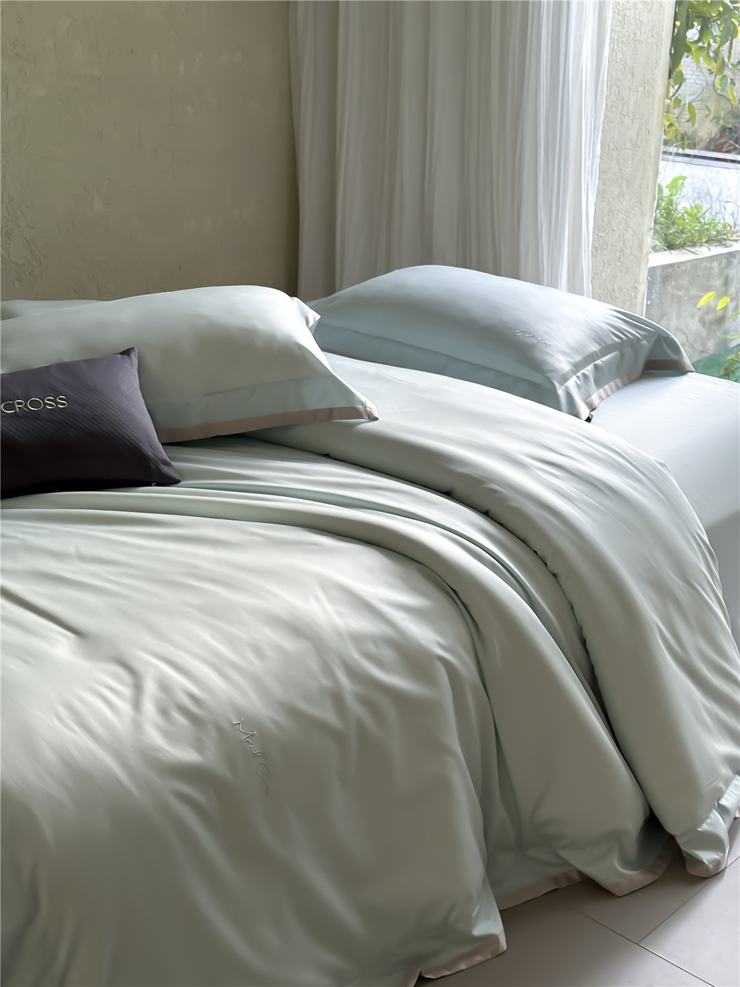 Minimalist style 100-count ultra-fine denier Tencel cotton four-piece set, high-end and silky smooth naked sleeping grade bedding pic 16