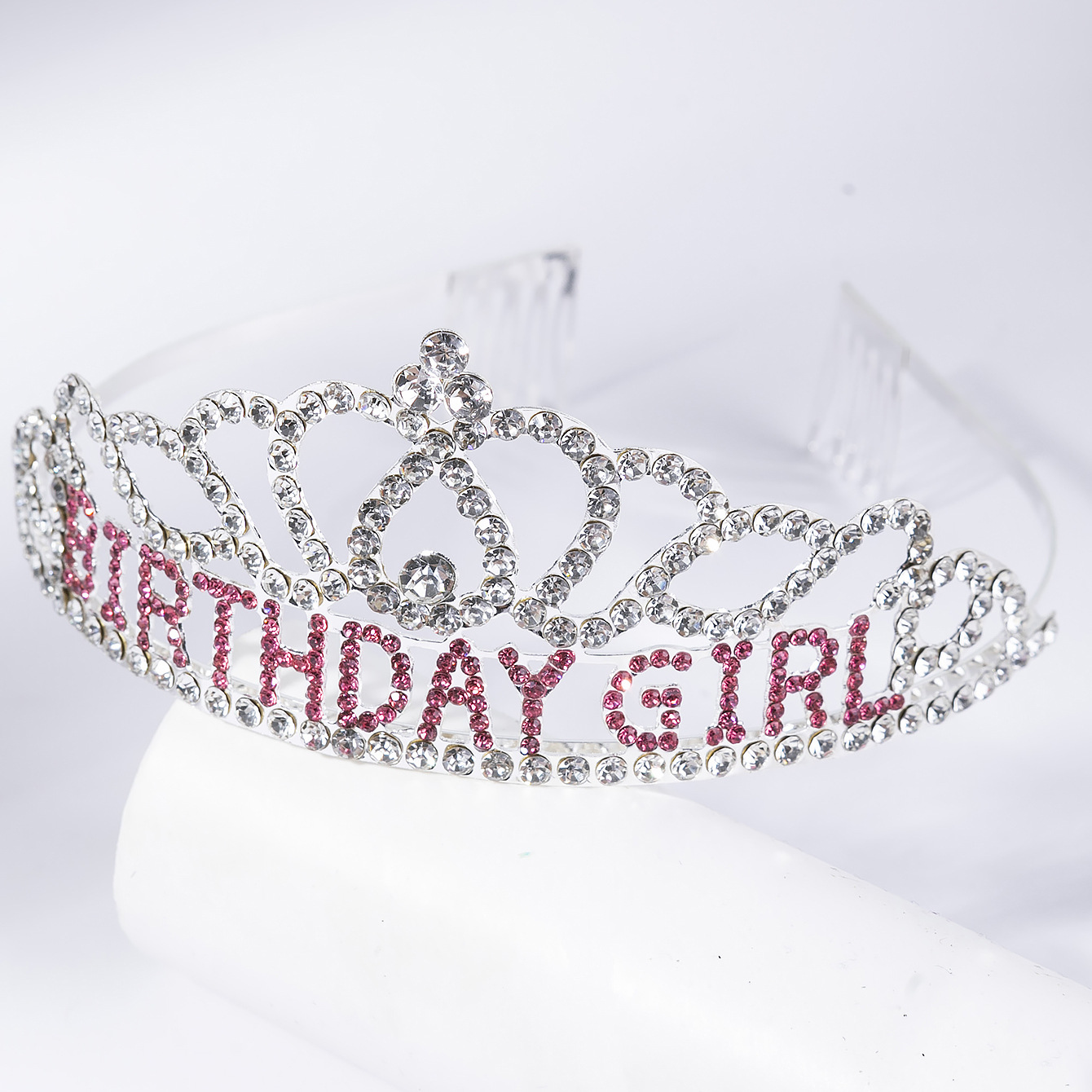 Factory direct sales cross-border crown headwear supply BIRTHDAY GIRL English letter water diamond birthday girl Crown party headwear pic 7