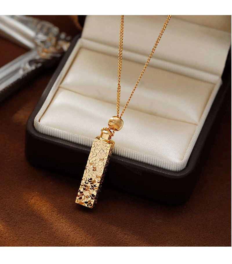 Hyacinth碎碎冰四方来财小金条吊坠项链女款时尚个性气质高级感锁骨链颈链详情2