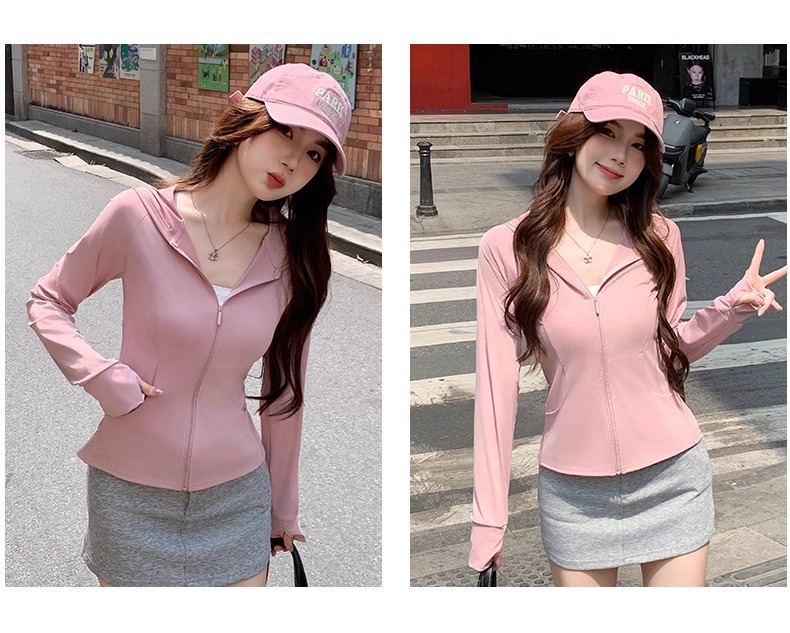 鹅黄色连帽防晒衣女夏季2025新款防紫外线防晒服修身冰丝开衫外套详情40