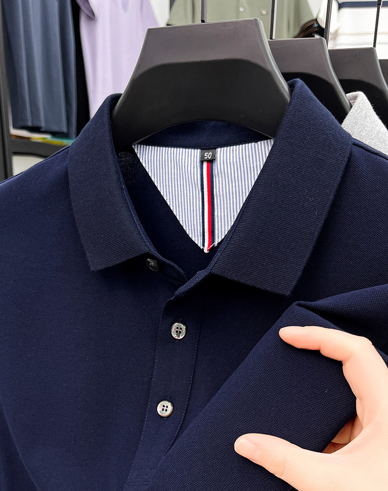 细珠地纯棉polo衫短袖男夏季新款中年纯色商务休闲翻领男士t恤详情29