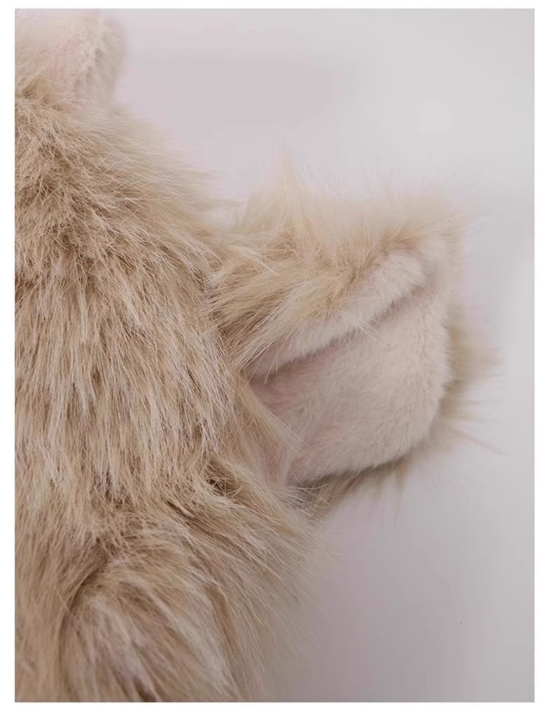 一件代发加厚毛绒绒狐狸耳朵帽子围巾一体秋冬季防寒保暖雷锋帽护颈显脸小地摊批发详情11