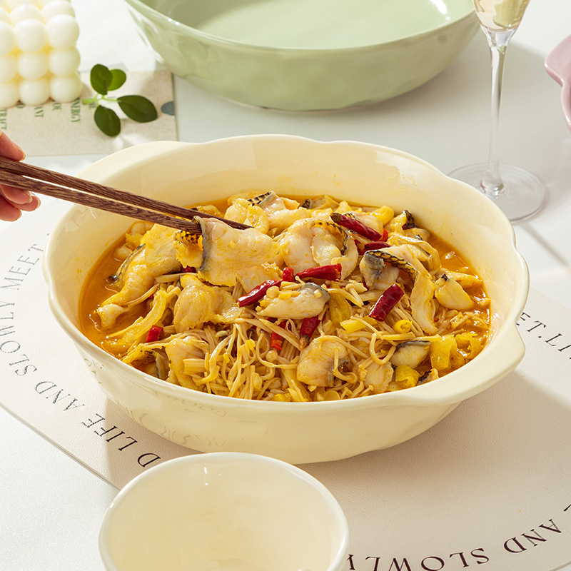Underglaze cream style ceramic tableware, light luxury home use, high appearance level bowl, plate, vegetable plate DIY combination bowl and chopstick set pic 30