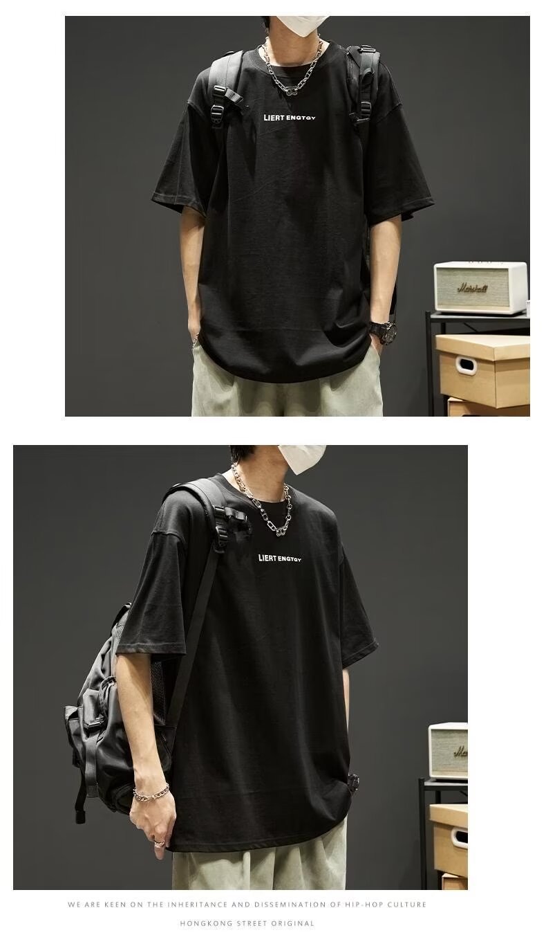 夏季男士t恤潮牌潮流简约半袖上衣男装短袖纯棉衣服男生体恤印花详情23