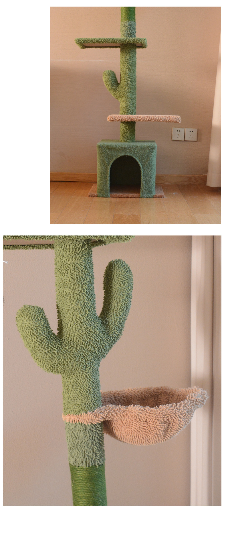 Cactus cat climbing frame, cat bed, cat tree, integrated Christmas tree, cat scratch post, support for custom cat toys, and sky pillar pic 13