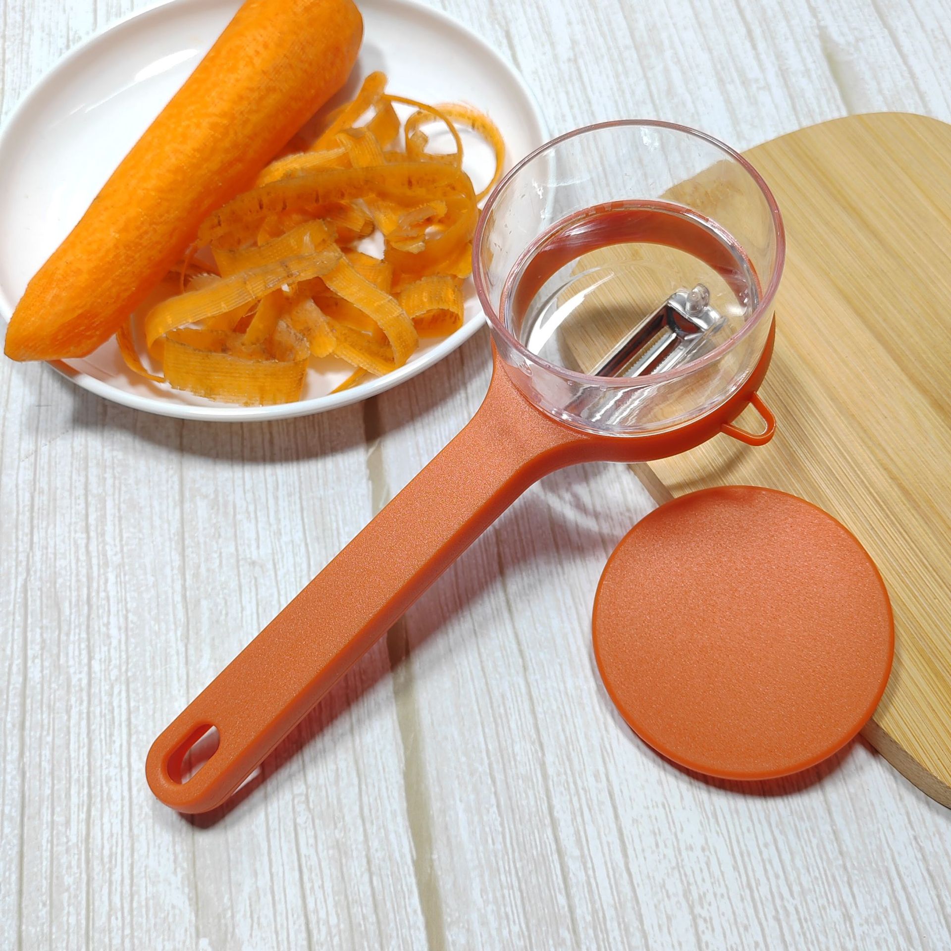 Storage peeler, multi-functional fruit and melon storage peeler, splash-proof peeler, kitchen stainless steel melon peeler pic 4