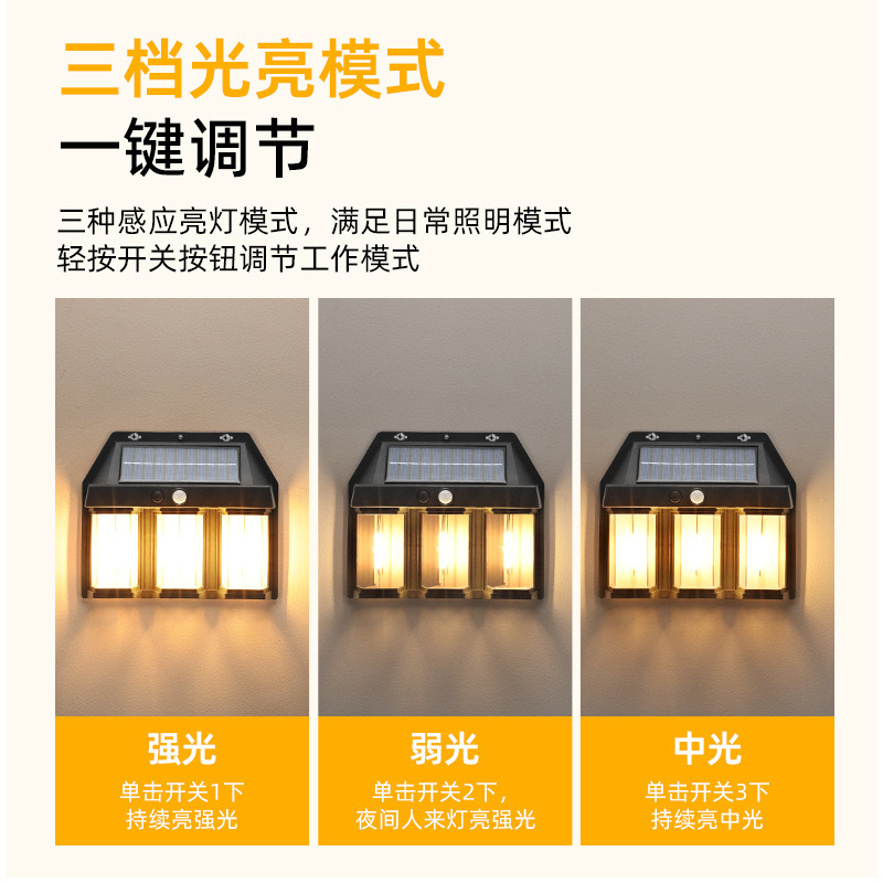新款太阳能户外壁灯人体感应三模式钨丝壁灯花园别墅庭院小夜灯防详情5