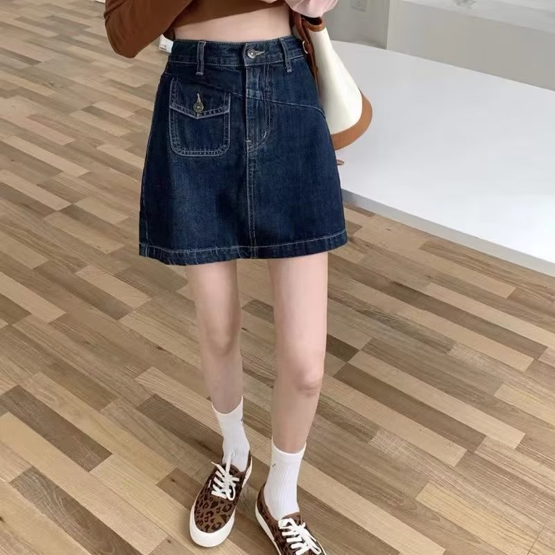 新款半身裙女2023年爆款蓝灰色高腰显瘦a字百搭包臀牛仔裙短裙夏详情11