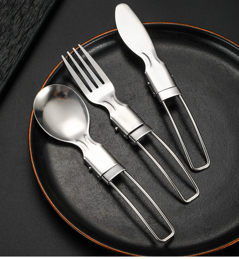 亚马逊304不锈钢折叠餐具套装刀叉勺筷子旅行便携式野餐跨境餐具详情18