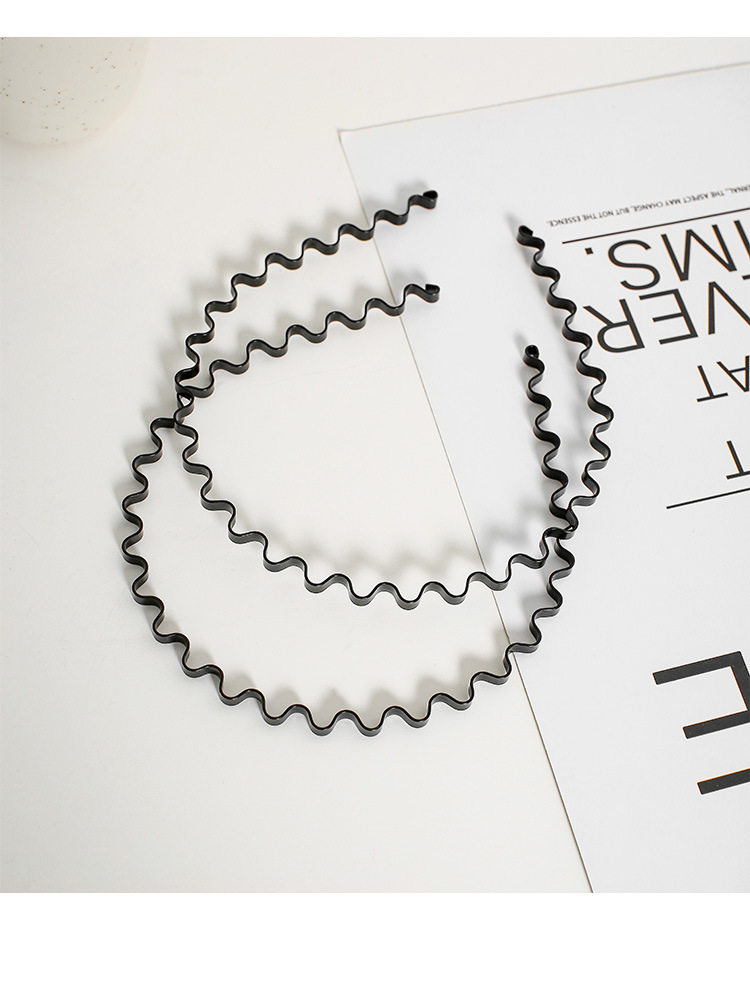 日韩男女发箍背头运动黑色波浪铁头箍钢丝弹簧头扣2元店货源头饰详情8