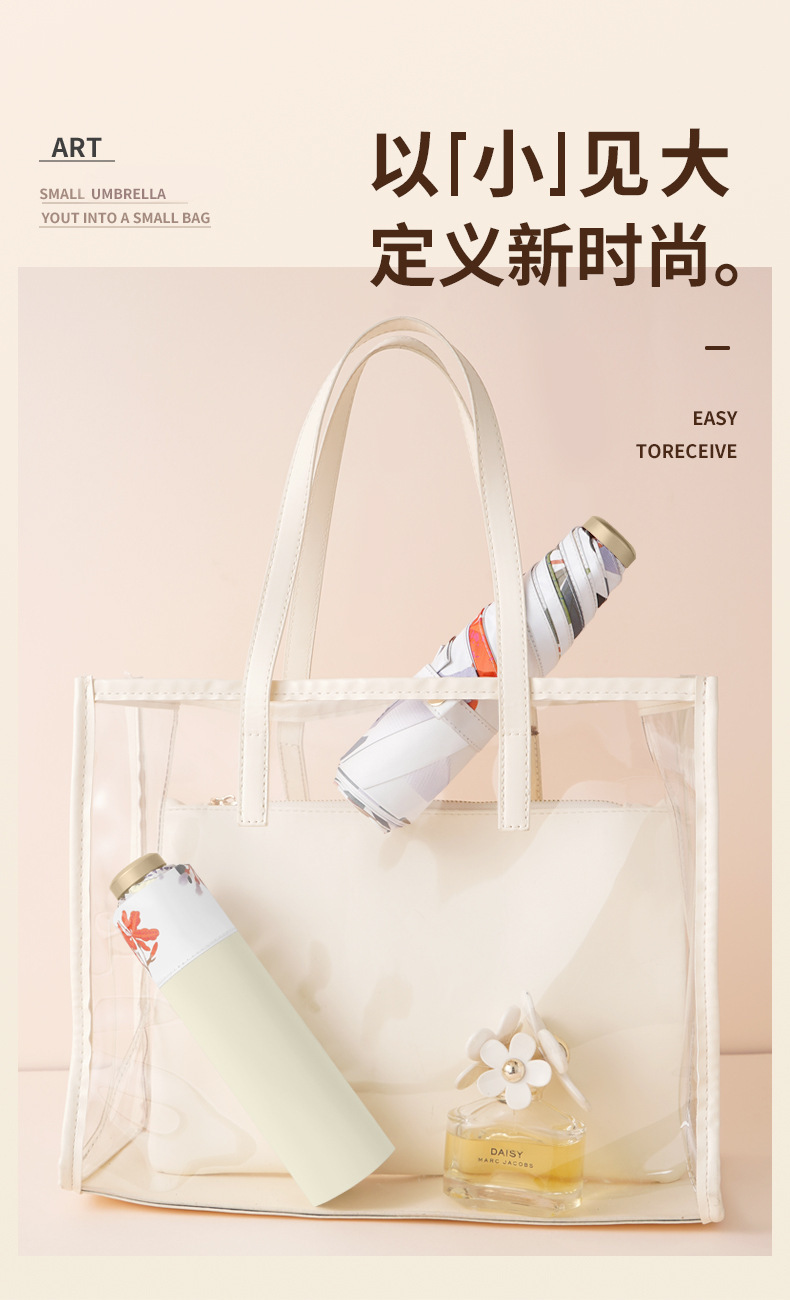 Four Seasons Like Song Color rubber folding umbrella, golden umbrella, ultra-light, compact and portable, wind-resistant three-fold umbrella, all-weather and rainproof sunshade pic 4