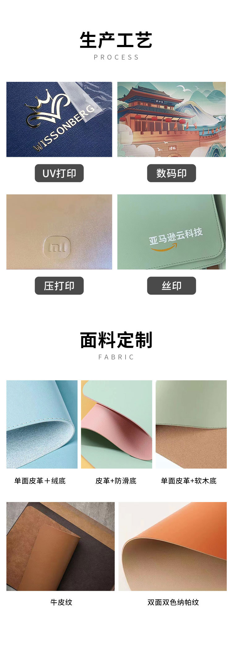 Leather mouse pad, anti-slip, laptop desk pad, mobile phone bulk order, LOGO pattern, simple mouse pad pic 1