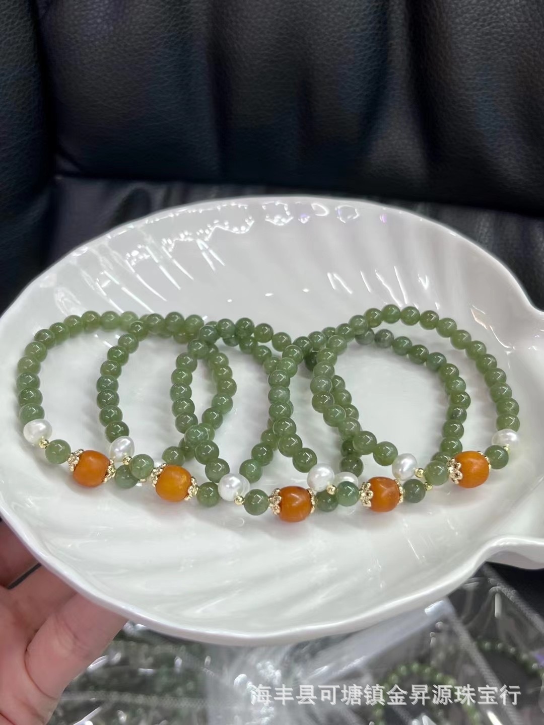 天然和田玉手串搭配老蜡老型珠珍珠晴水女手串玉石手链珠直播福利详情3