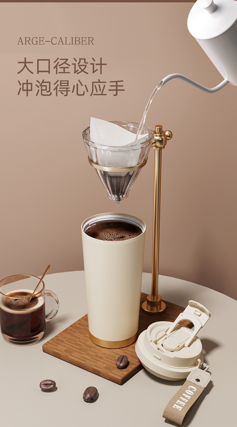 新款铃兰花316不锈钢保温杯双饮咖啡杯陶瓷内胆商务礼品吸管水杯详情10