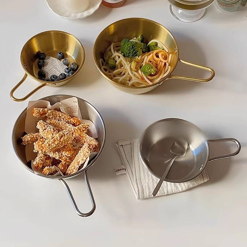 Korean-style ins stainless steel French fries bowl, fried chicken bowl, Western snack bowl with handle, anti-drop, fruit dessert salad bowl pic 6