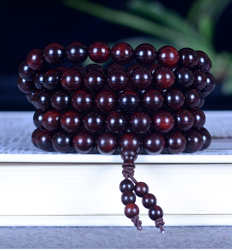 印度小叶紫檀金星手链 108佛珠念珠 檀香紫檀木手串 包浆老料 文玩情侣款 佛珠手链礼品详情2