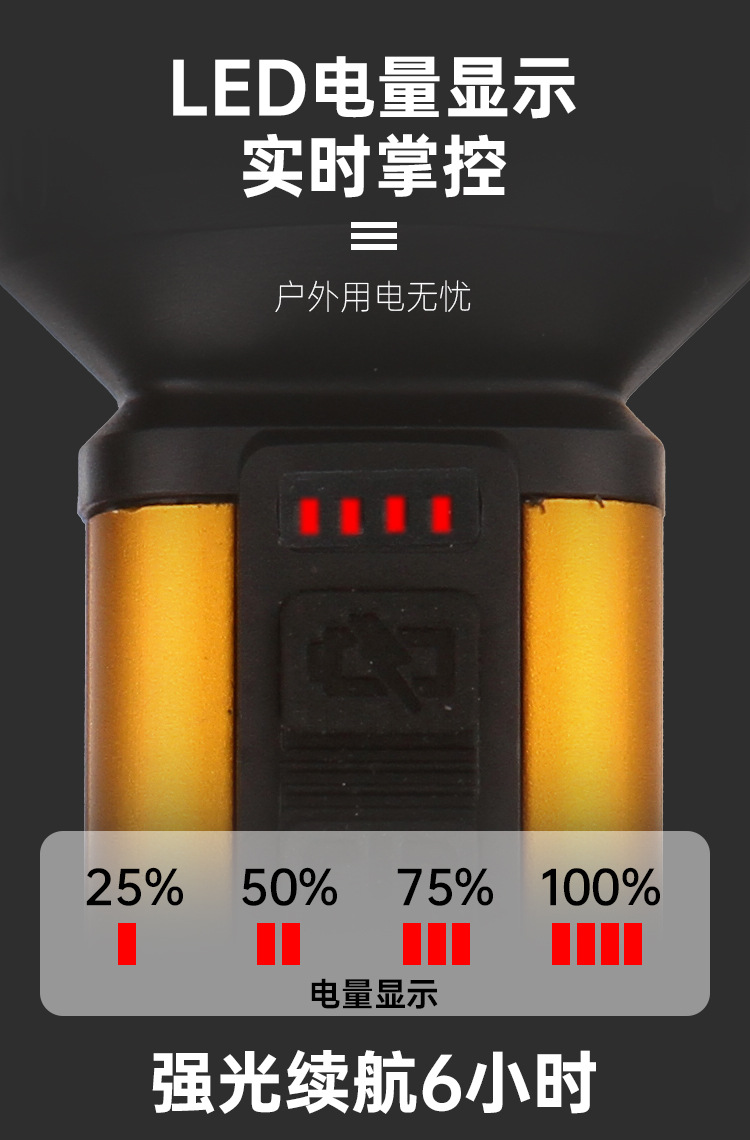 High-intensity LED flashlight for outdoor patrol, household lighting, portable aluminum alloy high-power flashlight wholesale pic 7