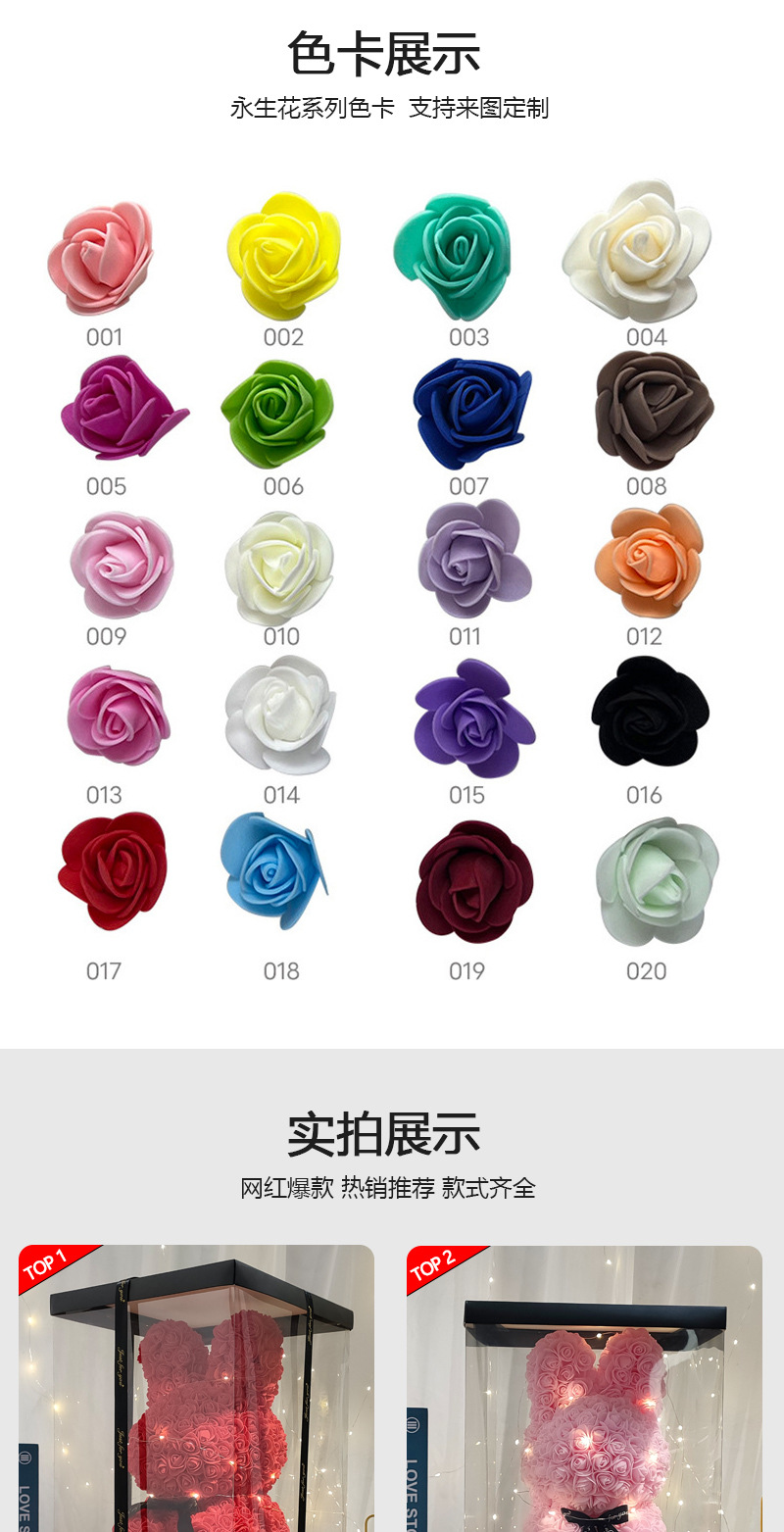 国潮生日礼物520情人节礼物母亲仿真永生玫瑰花兔子送女友闺蜜创意礼详情8