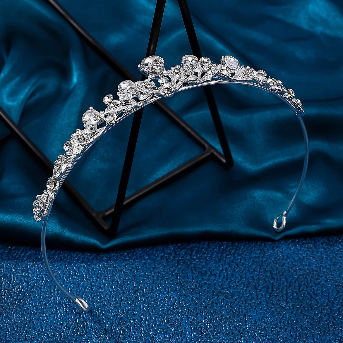 New diamond and silver princess headwear wedding dress from Europe and America, super shiny crystal bridal hair crown, princess crown pic 9
