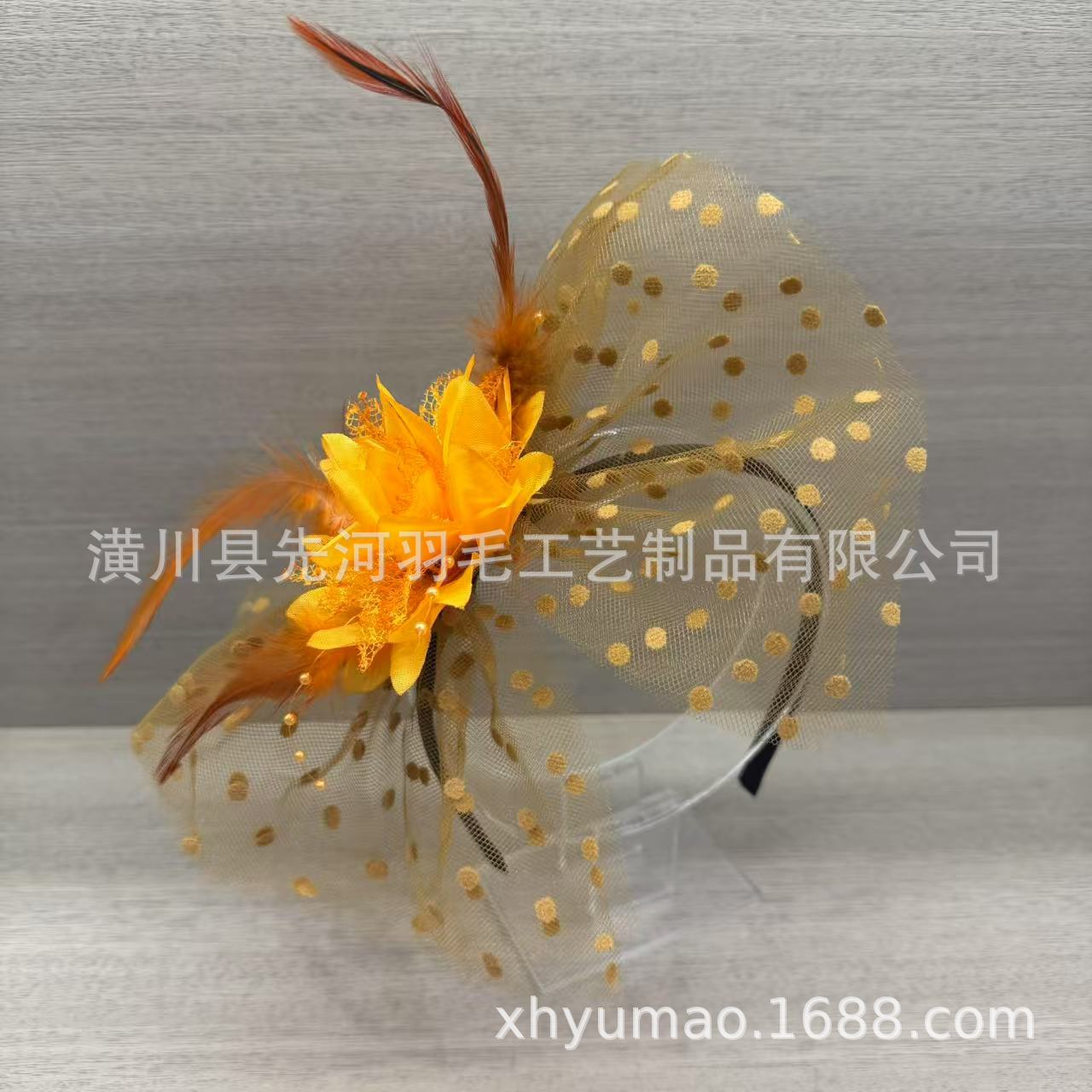 复古风羽毛花朵网纱发箍新娘婚礼礼帽旅拍头饰饰品发饰头纱详情26