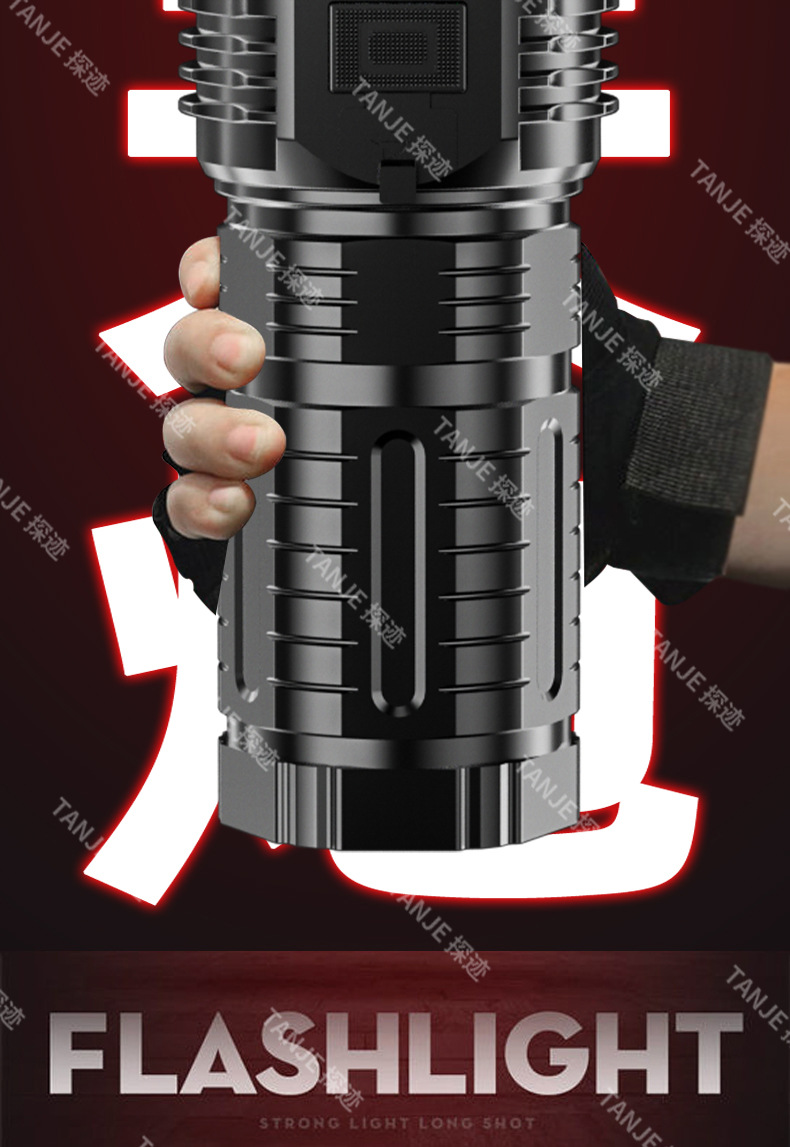 Cross-border new 8-LED outdoor high-intensity, ultra-bright, long-range, multi-dimming, ultra-long battery life type-C rechargeable flashlight pic 4