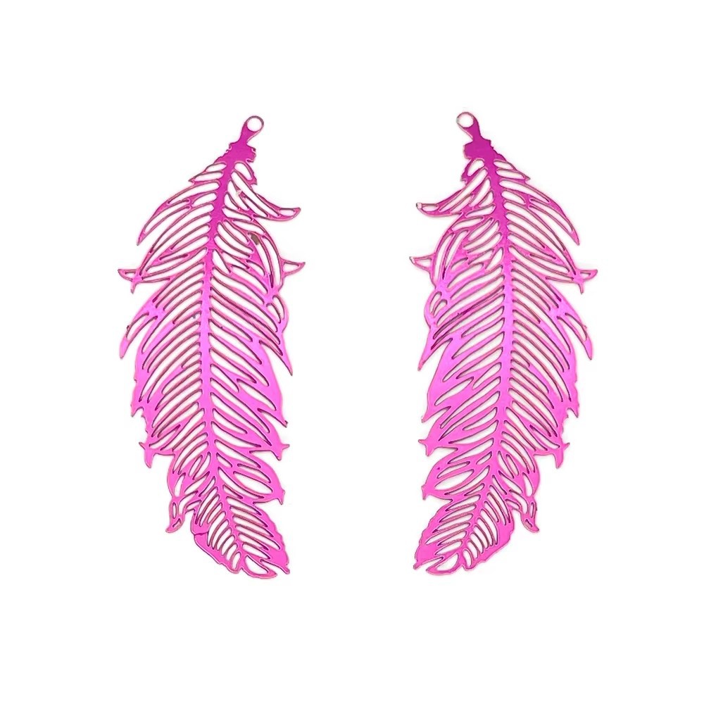 47*19mm欧美小众复古风镂空花纹彩色羽毛耳环 DIY手工项链配件 独特饰品其他分类详情13