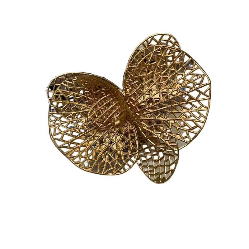 圣诞装饰金色蝴蝶兰花银色蝴蝶兰金银色蝴蝶兰花头叶子仿真花详情10