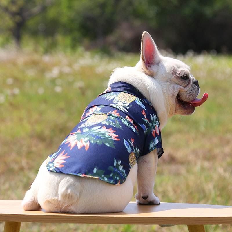 Pequeño y mediano perro playa piña camisa hawaii mascota perro gato golden hair primavera verano fino ropa artículos pic 19