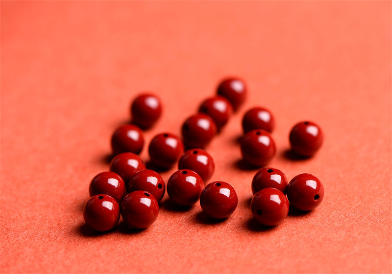 Jiuya Crystal natural raw ore cinnabar loose beads, purple gold sand round beads, semi-finished products, imperial red sand decorative beads pic 7