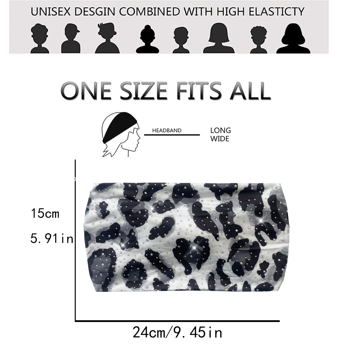 The new leopard print hot diamond hair band is a fashionable and hot girl. The wide-edge knotted elastic hair band is a sports sweat-absorbing headscarf for women pic 10