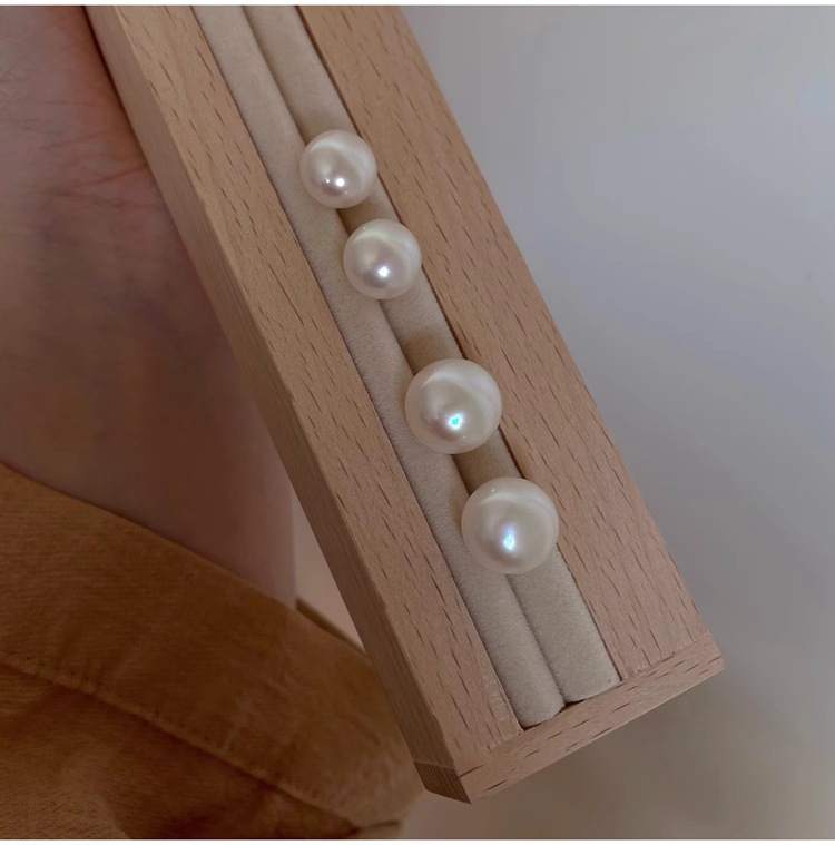 925纯银5A灯泡天然淡水馒头珍珠耳钉女韩国简约大气通勤耳饰E9596详情24