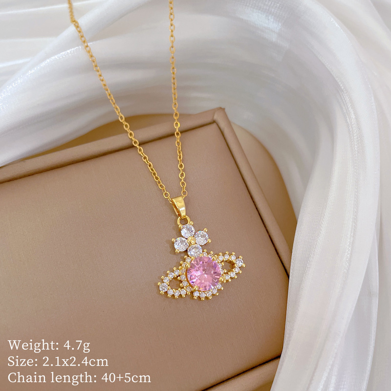 【钛钢】铜微镶爱心时尚轻奢气质华丽满钻项链女百搭锁骨链钛钢详情19