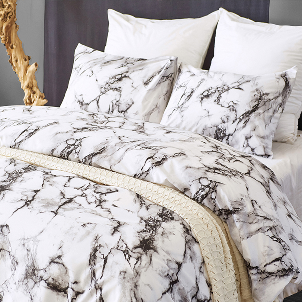 Amazon AliExpress wish Bedding: Marble-patterned solid plain quilt cover and bed sheet set of three or four pieces pic 3