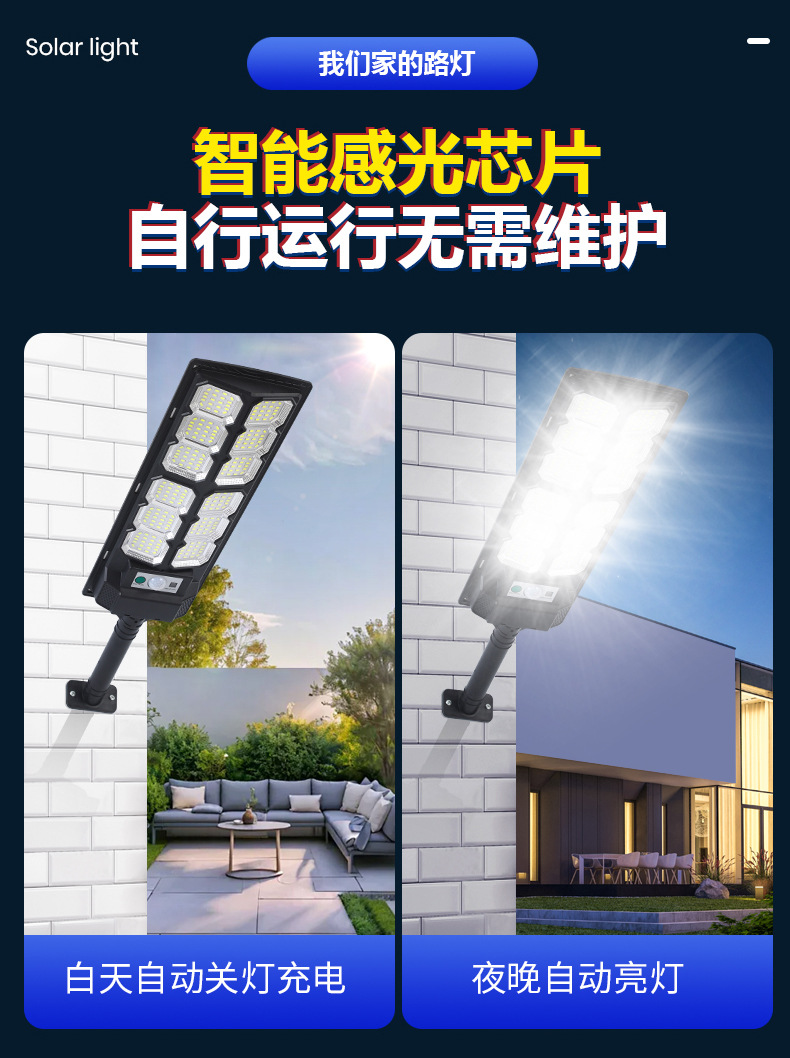 Solar integrated street lamps, high-power light-controlled radar sensor outdoor garden lamps, household environmentally friendly and energy-saving solar lamps pic 5