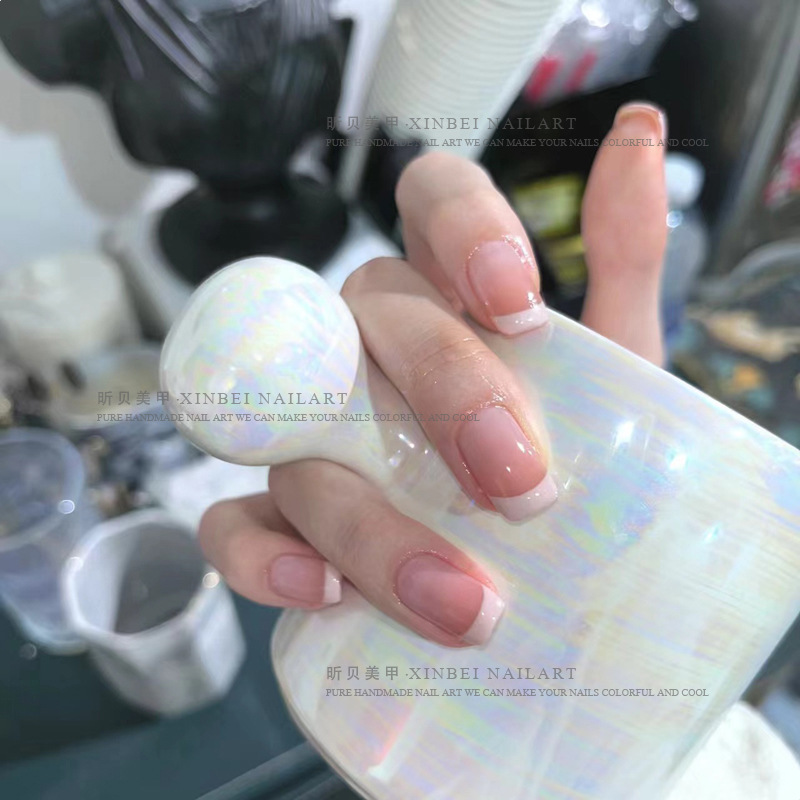 Pure desire style gradient French pink, simple and versatile, gentle, pure handcrafted nail art pic 6