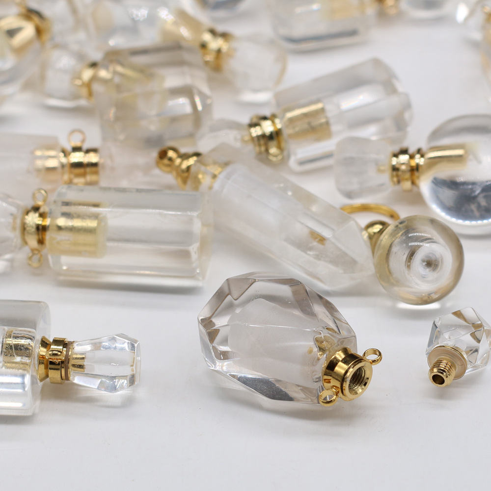 Exquisite natural semi-precious stone perfume bottles, white crystal, various shapes, DIY accessories, fashionable and exquisite wholesale production pic 6