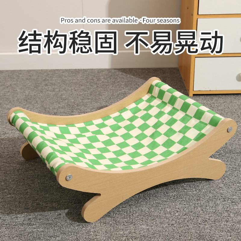Cross-border supply summer cat rocking beds, pet wooden hammocks, cat rocking chairs, hammocks, factory direct sales, cat beds pic 3