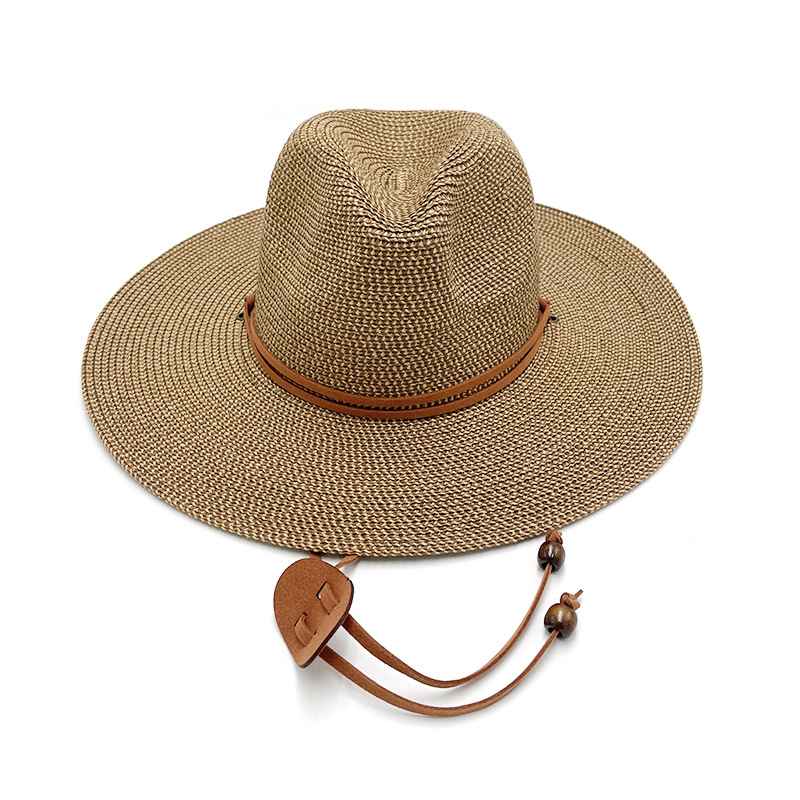 跨境爆款夏季草帽韩国绒绳巴拿马礼帽男女牛仔遮阳防晒帽子详情12
