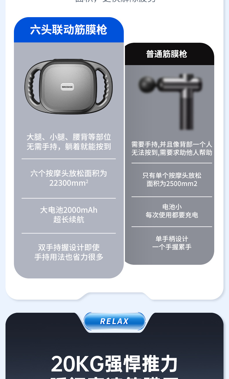 新款六头筋膜枪肌肉按摩仪器电动大力度全身大小腿放松多头按摩枪详情5