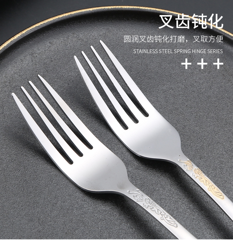 Cross-border Amazon stainless steel knife, fork and spoon Western tableware, creative steak knife and fork, hotel supplies four-piece set pic 11