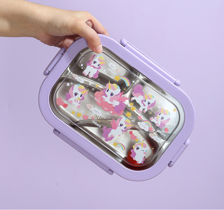 分隔不锈钢饭盒卡通高颜值保温午餐分格便当盒便携学生上班族餐盒01571详情13