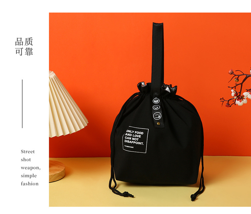 现货简约字母端午束口保温饭盒袋便携式棉麻便当包防水带饭收纳袋详情23