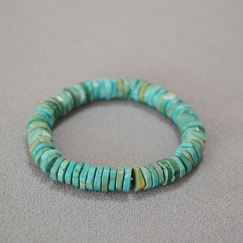 欧美小众个性气质复古夸张不规则切角绿松石隔片串珠弹力手环手串详情2