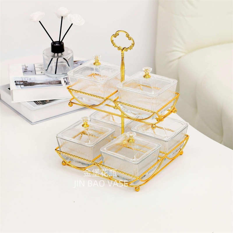 轻奢高颜值玻璃果盘商用水果拼盘家用创意分格干果盒小吃零食盘详情9