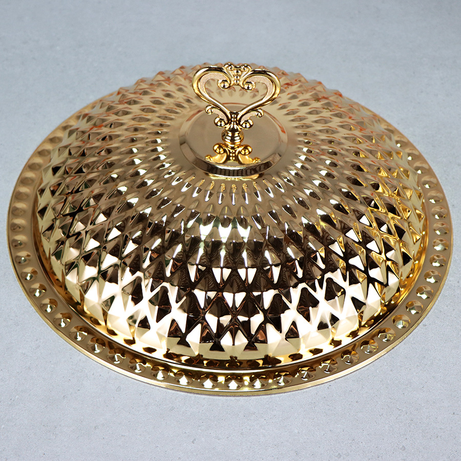 Round stainless steel hanging lid dining stove, hotel commercial food insulation container with bracket buffet stove pic 4