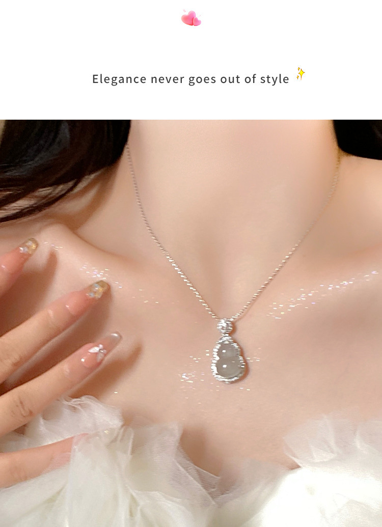 白玉髓葫芦项链女925纯银冰种葫芦白玉髓吊坠定制设计感锁骨链女详情3