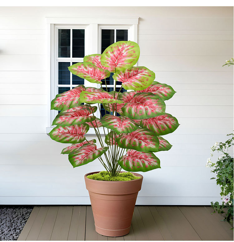 Artificial green plants, artificial flowers, wedding decorations, plastic red-leaf plants, Nordic-style indoor and outdoor floor-standing decorative items pic 12