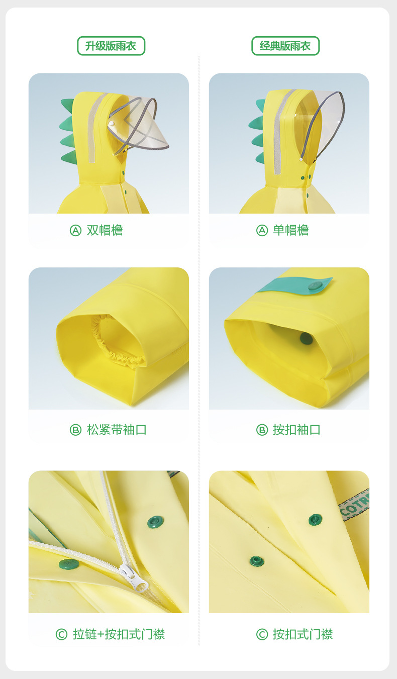 KK树儿童雨衣男童女孩防水雨披防雨服幼儿园宝宝带书包位套装恐龙详情8